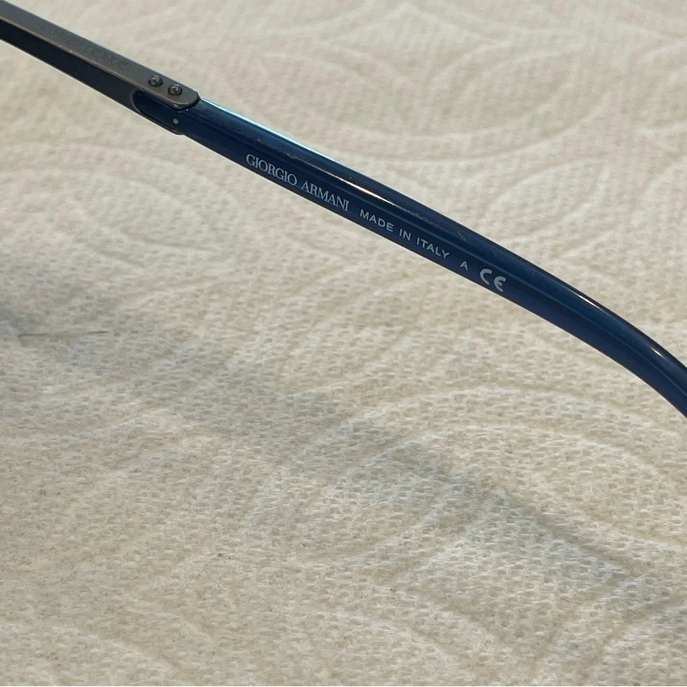 Giorgio Armani blue round sunglasses with metal trim men’s